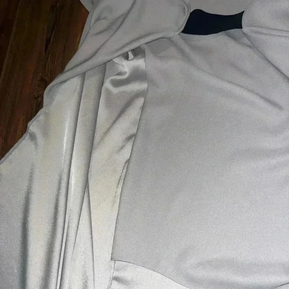 Asos Greige Shift Wrap Dress Elastic Waist Accent Size 16 - Picture 10 of 10